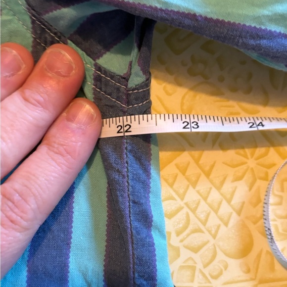 Vintage Striped Green and Blue Men's Shirt - Picture 6 of 8